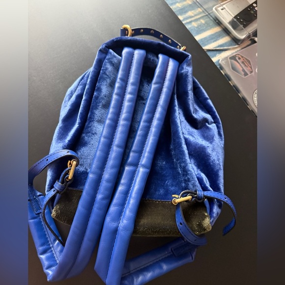 Moschino Navy and Black Velvet Mini Backpack main image 4